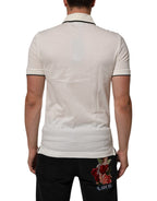 White Logo Embroidery Cotton Polo T-shirt