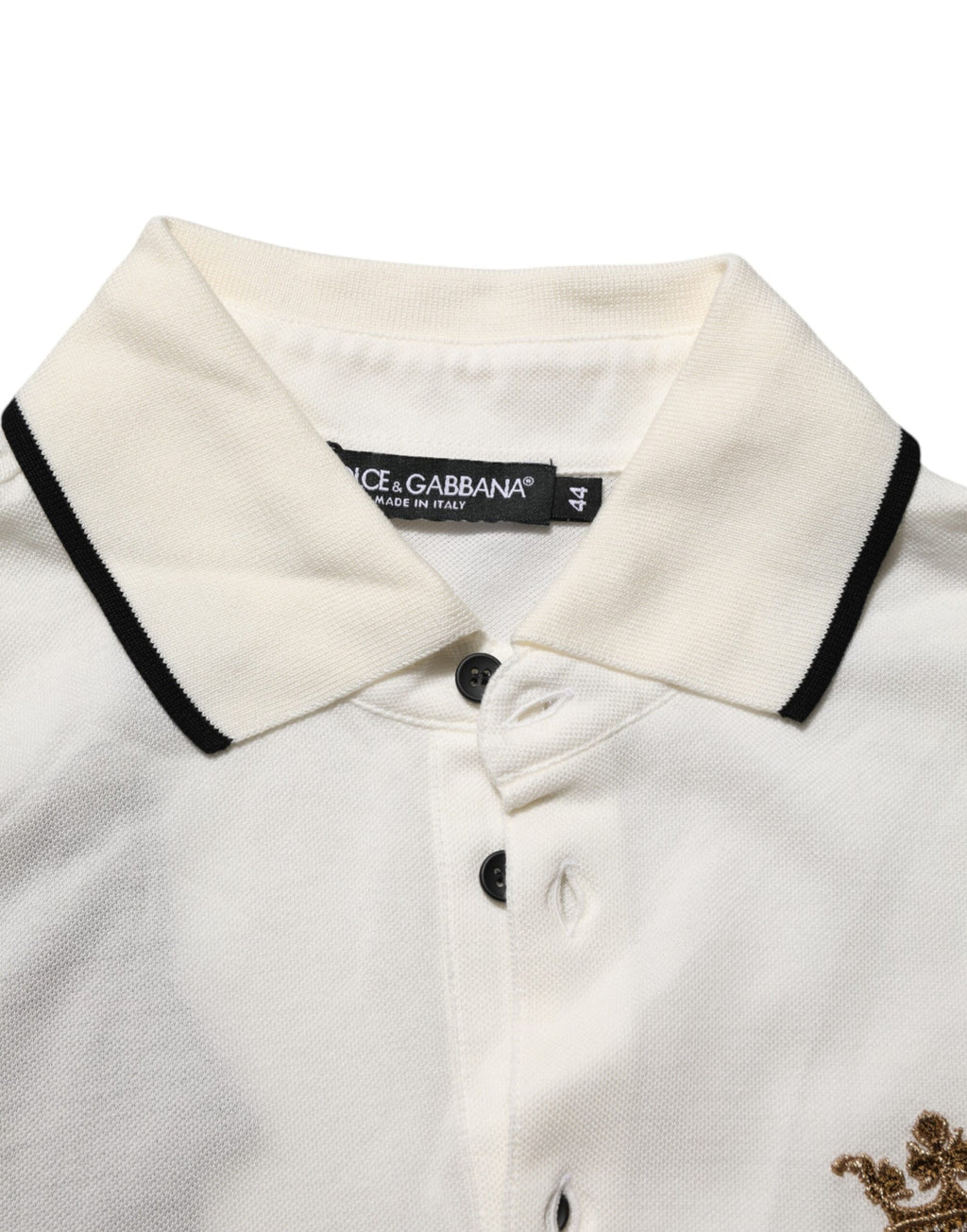 White Logo Embroidery Cotton Polo T-shirt