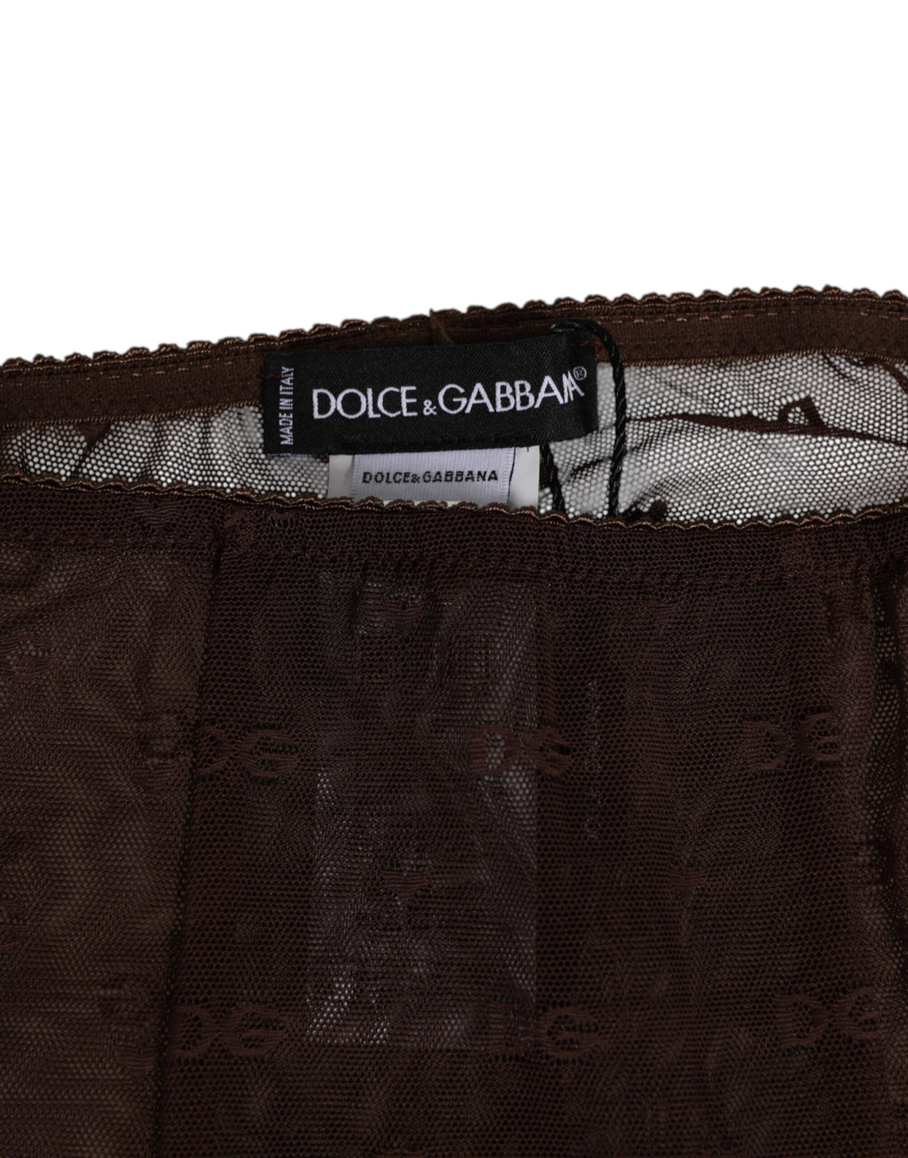 Brown Nylon Logo Lace Leggings Pants Underwear