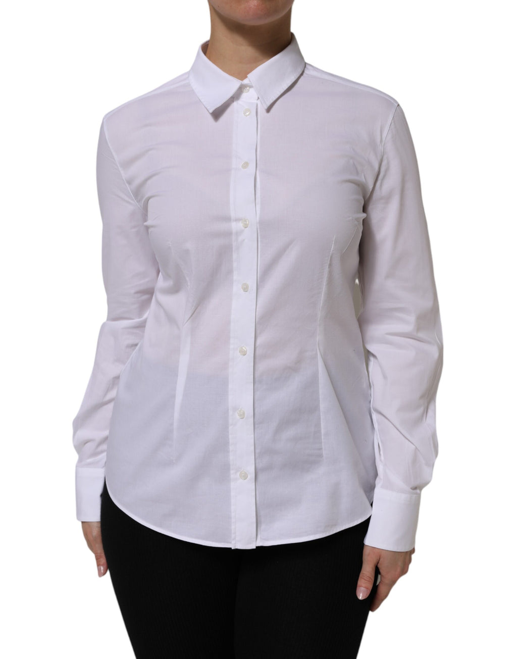White Collared Long Sleeves Dress Shirt Top