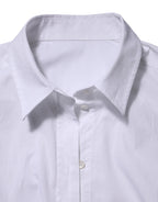White Cotton Collared Buttoned Dress Shirt Top