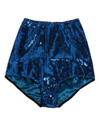 Blue Sequin Embellished High Waist Girdle Underwear