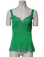Green Floral Lace Tank Lingerie Top Underwear