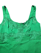 Green Floral Lace Tank Lingerie Top Underwear