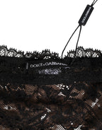 Black Floral Lace Mesh High Brief Panty  Underwear