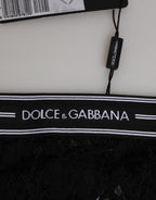 Black Lace Slip Brief Logo Waistband  Underwear