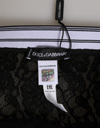 Black Lace Slip Brief Logo Waistband  Underwear