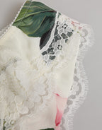 White Silk Satin Floral Lace Trim Slip Underwear