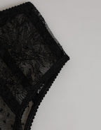 Black Lace Polka Dot Mesh High Waist Underwear