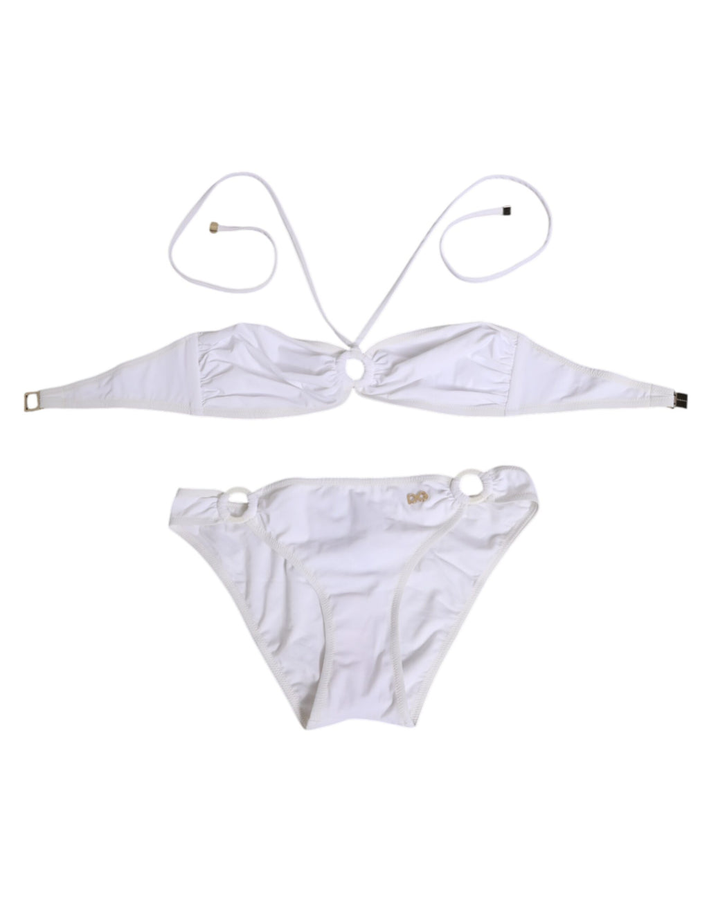 White Logo Swimsuit 2 Piece Top Bottom Swimwear