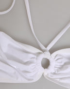 White Logo Swimsuit 2 Piece Top Bottom Swimwear