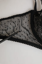 Black Floral Underwired Balconette Bra Underwear