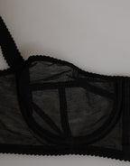 Black Floral Underwired Balconette Bra Underwear