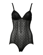 Black Nylon Stretch Bodysuit Lingerie Underwear