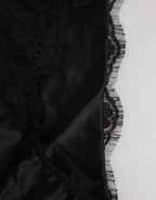 Black Silk Satin Floral Lace Panty Brief Underwear
