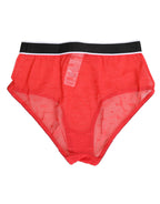 Red Nylon Logo Waistband Brief Panty Underwear
