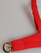 Red Nylon Swimsuit 2 Piece Top Bottom Swimwear