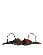 Black Floral Nylon Padded Balconnet Bra Underwear