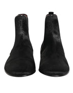 Black Leather Fur Men CHELSEA Boots Shoes