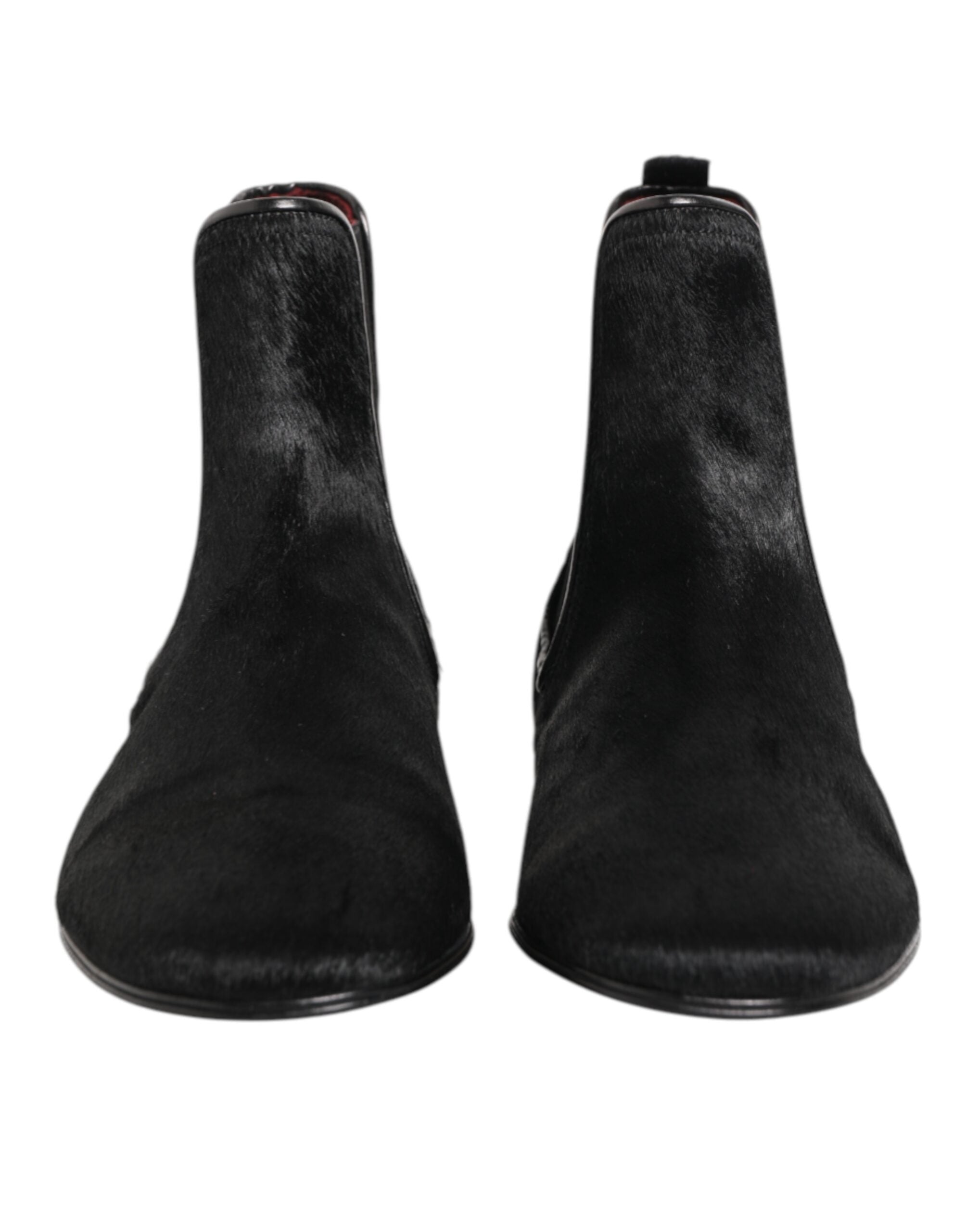 Black Leather Fur Men CHELSEA Boots Shoes