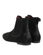 Black Leather Fur Men CHELSEA Boots Shoes