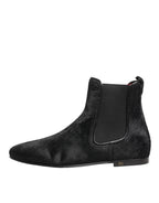 Black Leather Fur Men CHELSEA Boots Shoes