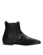 Black Leather Fur Men CHELSEA Boots Shoes
