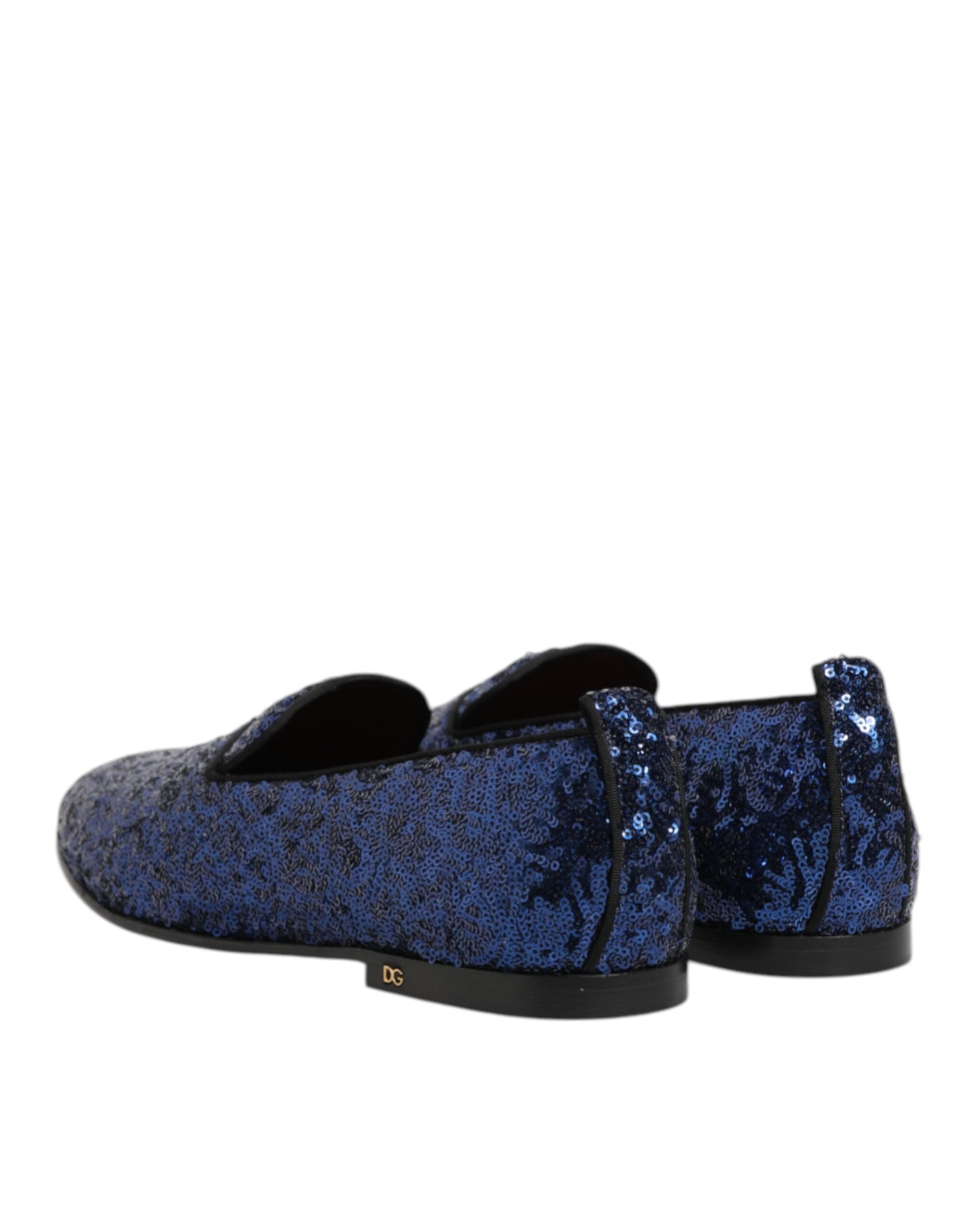 Blue Sequined Loafers Slippers Men Dress Shoes