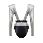 Gray Viscose One-Piece Swimsuit