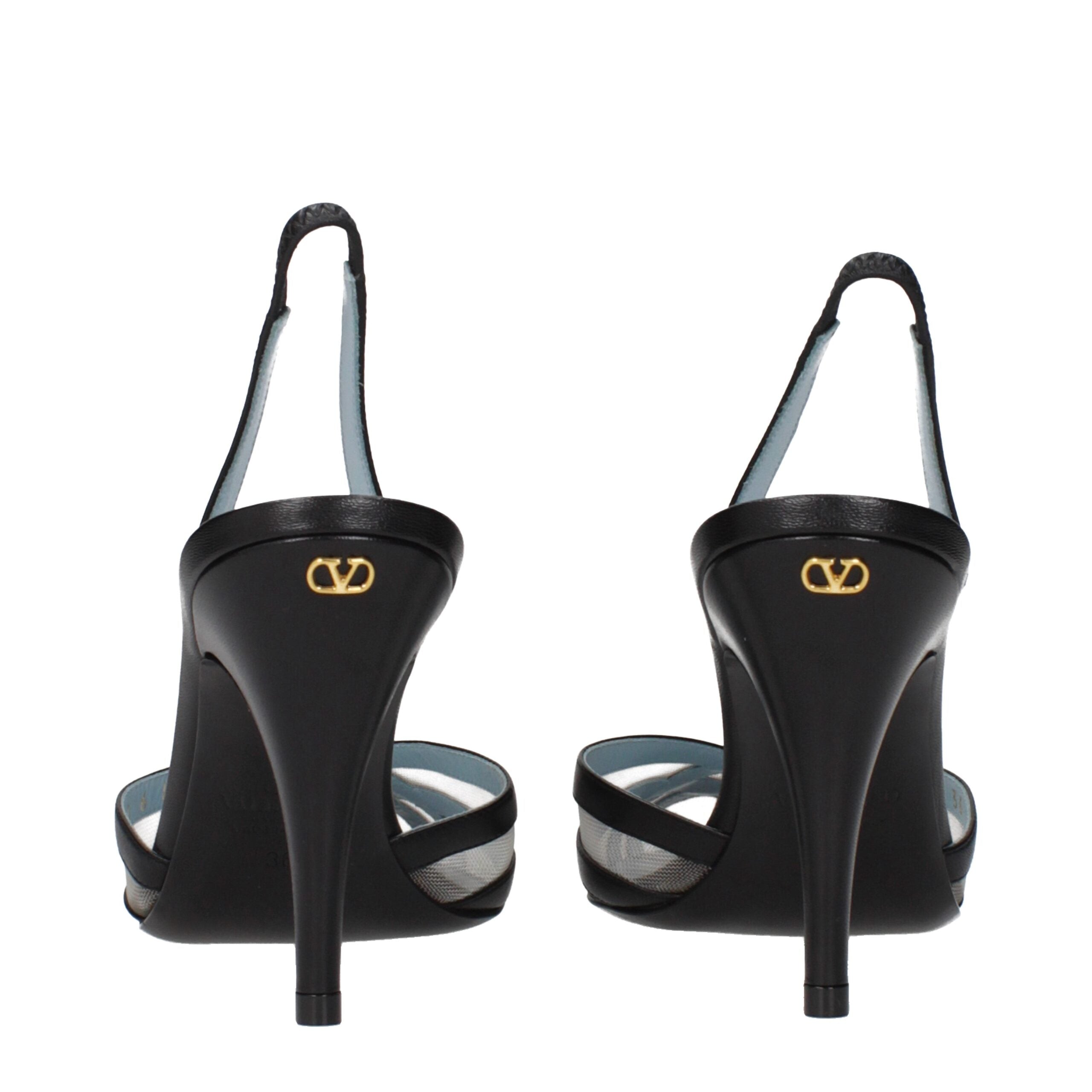 Black Leather High Heel Pumps