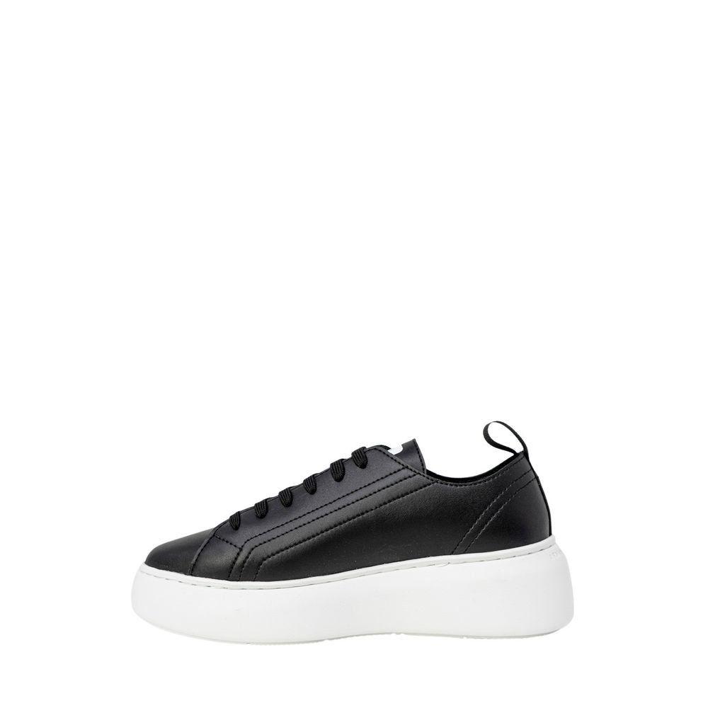 Black Artificial Leather Low Top Sneakers