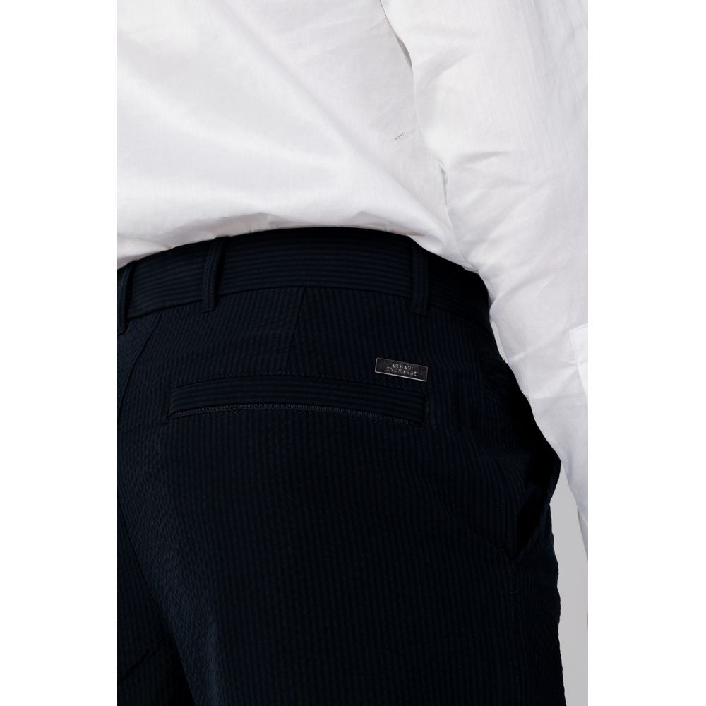 Blue Cotton Casual Pants