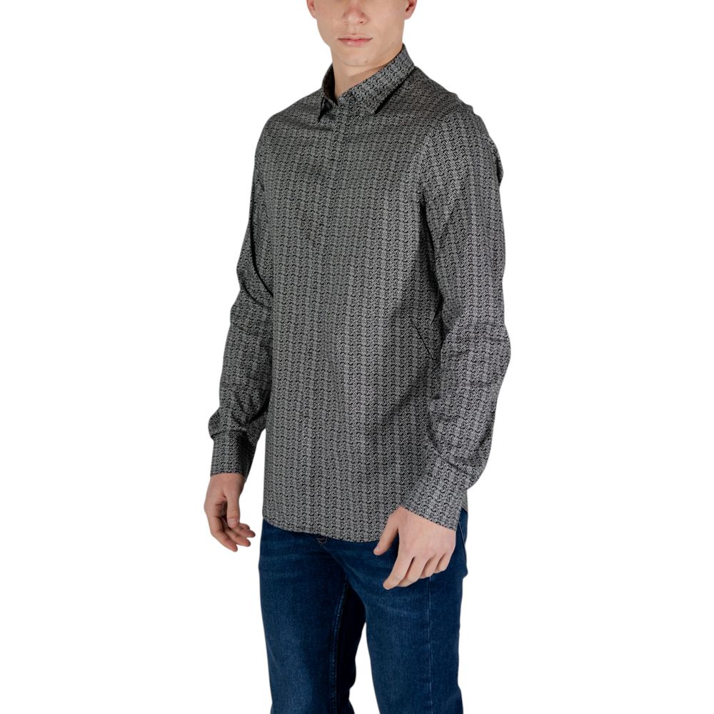 Black Cotton Pattern Shirt