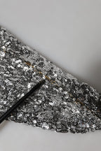 Silver Sequins Glitter High Heel Boot Shoes