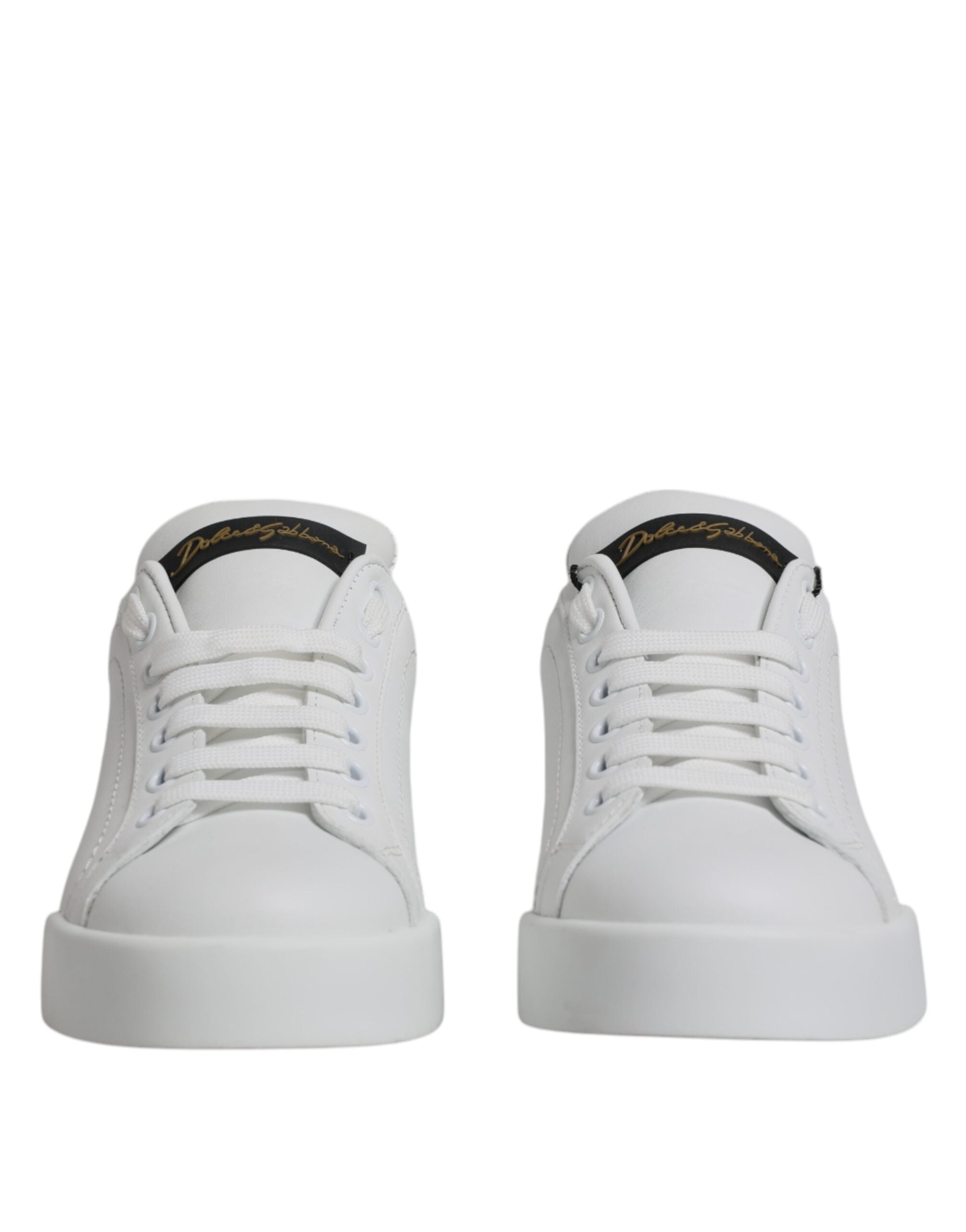 White Black Leather Low Top Sneakers Shoes