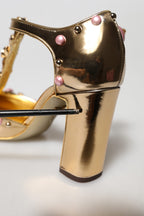 Gold Embellished Vally Heels Sandals Shoes