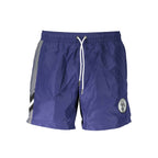 Blue Polyester Men's Swim Boxer