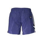Blue Polyester Men's Swim Boxer