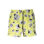 Yellow Polyester Men Swim Boxer