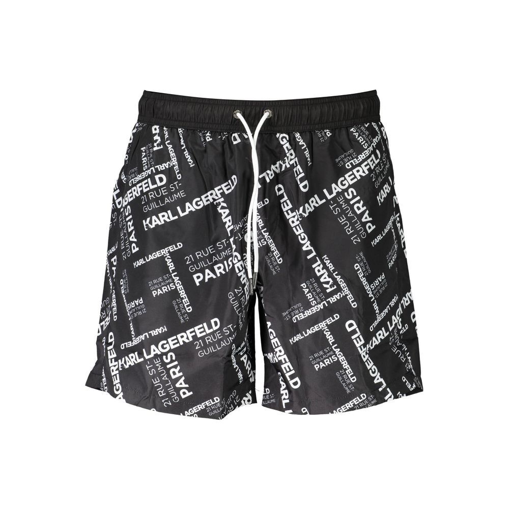 Black Polyester Men's Swim Trunk