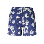 Blue Polyester Men's Swim Boxer