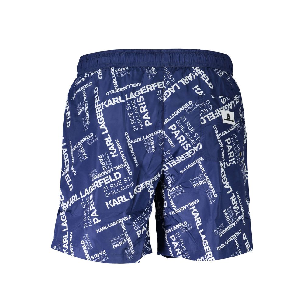 Blu Polyester Men Swim Boxer
