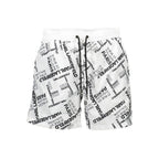White Polyester Men's Swim Boxer