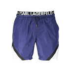 Blu Polyester Men's Swim Boxer