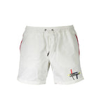 White Polyester Men's Swim Boxer