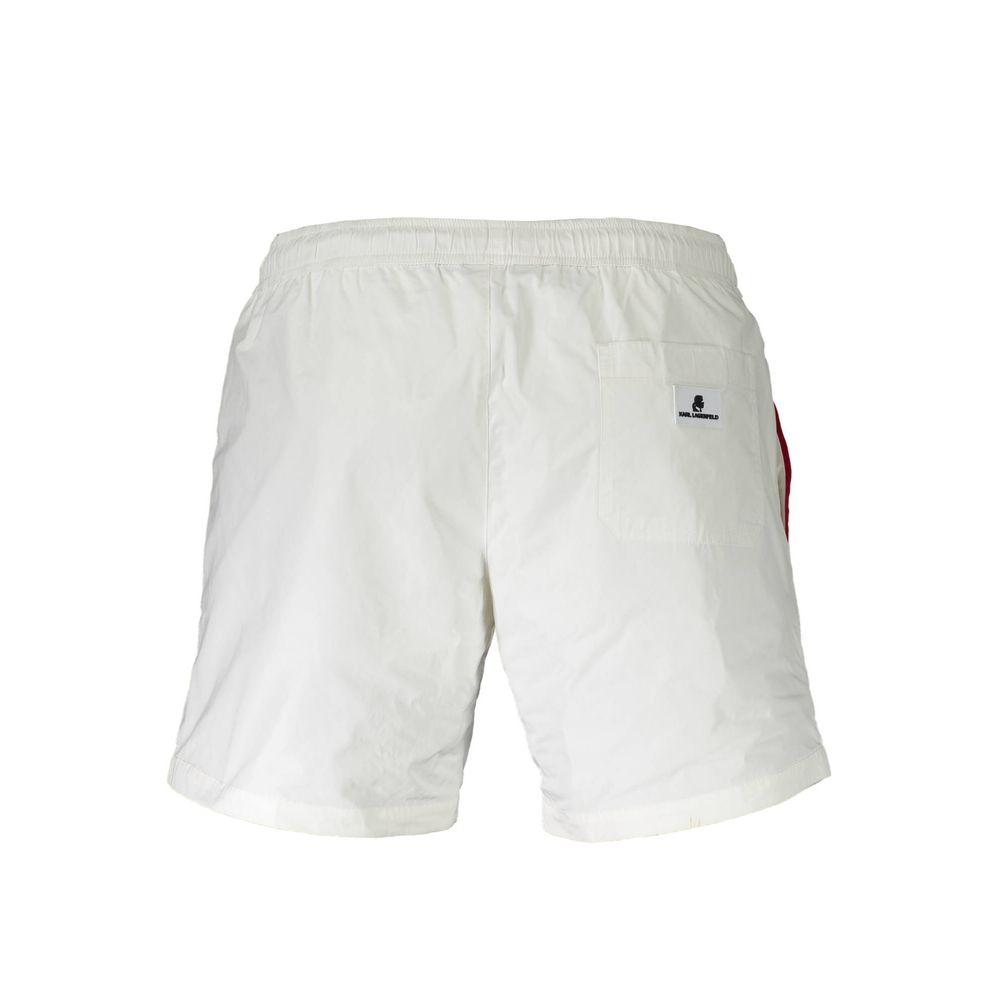 White Polyester Men's Swim Boxer