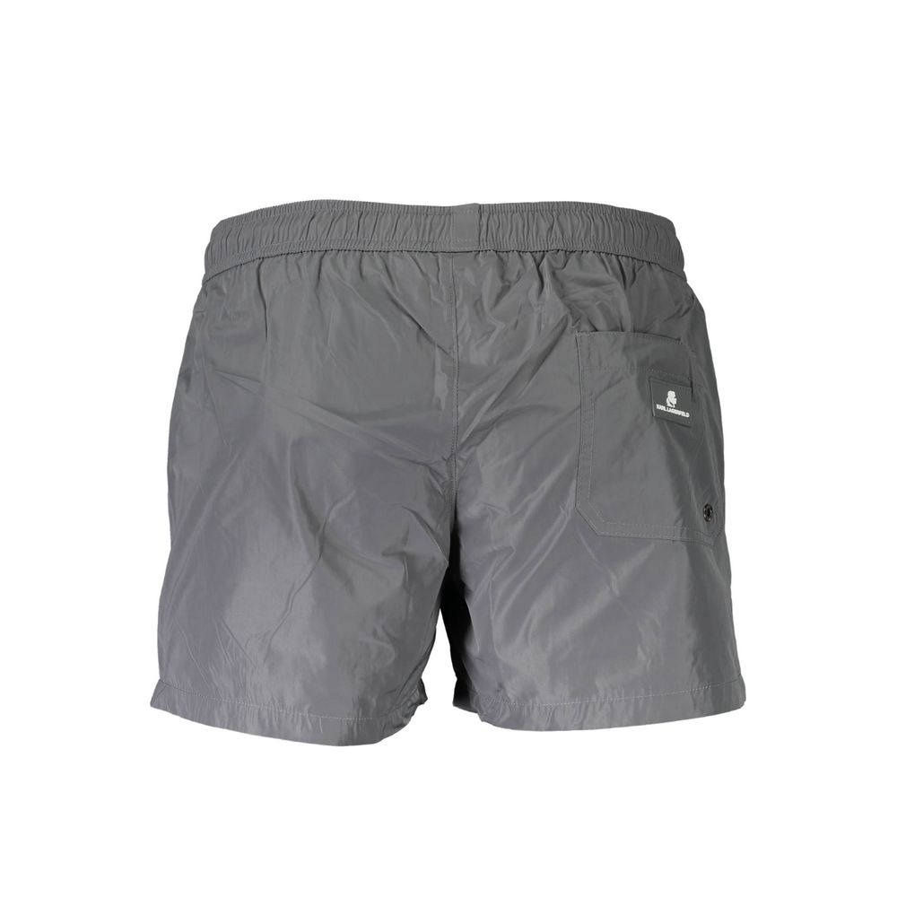 Grigio Polyester Men Swim Boxer