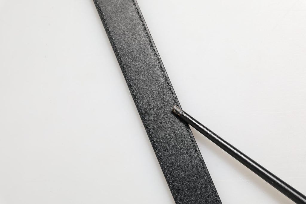 Black Textured Leather Silver Metal Buckle Men Belt