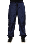 Blue Nylon Straight Jogger Sweatpants Pants