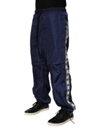 Blue Nylon Straight Jogger Sweatpants Pants